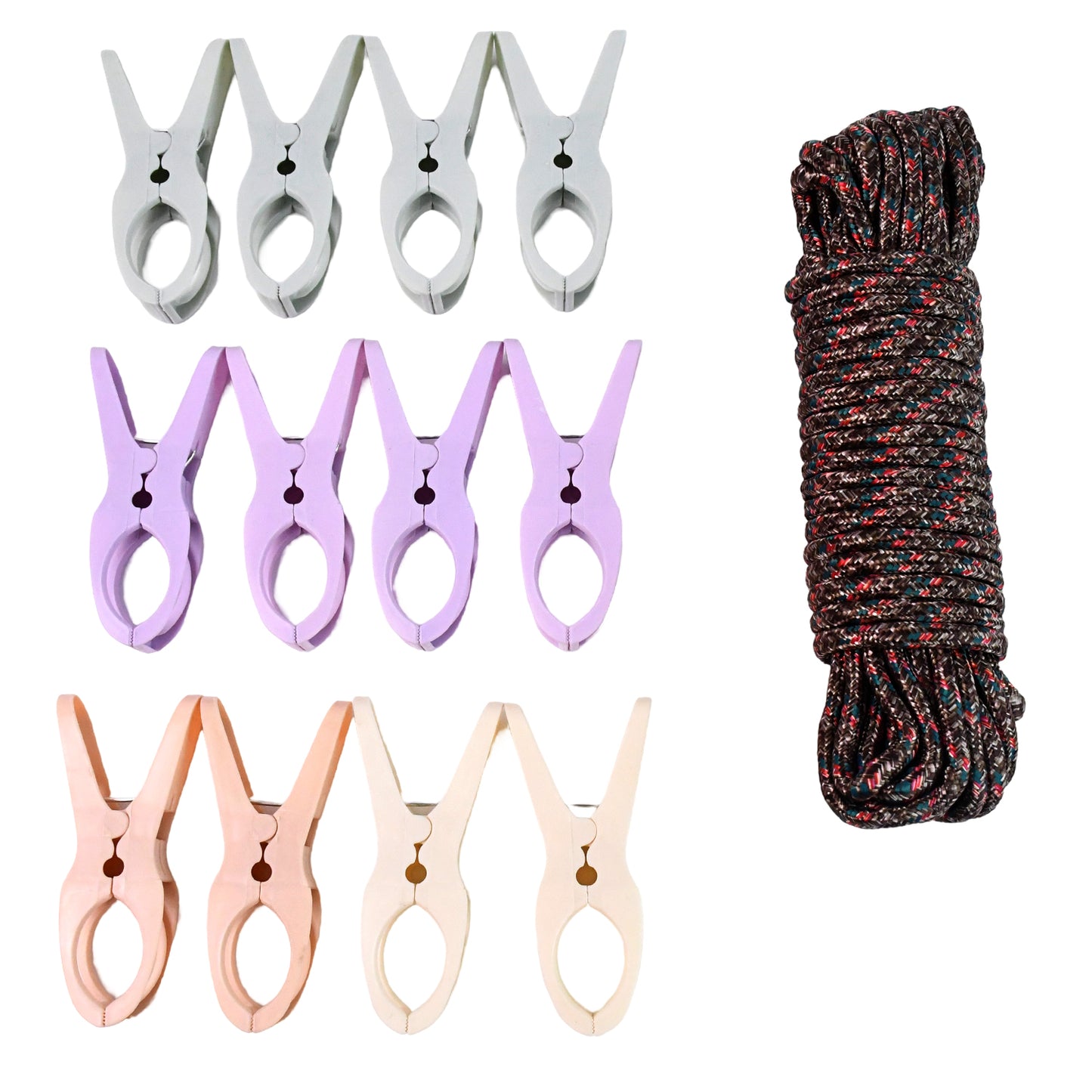 Cloth Drying Rope With Clips Convenient And Durable Hanging Solution (12 Pc)