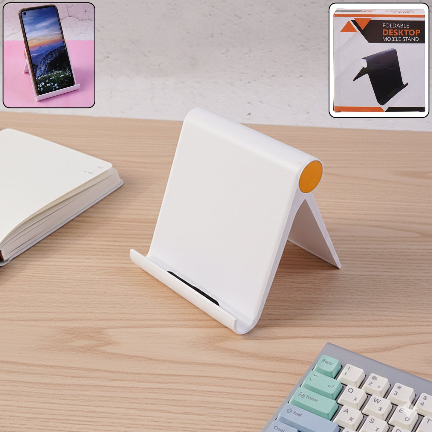 Plastic Foldable Desktop Mobile Stand (1 Pc White)