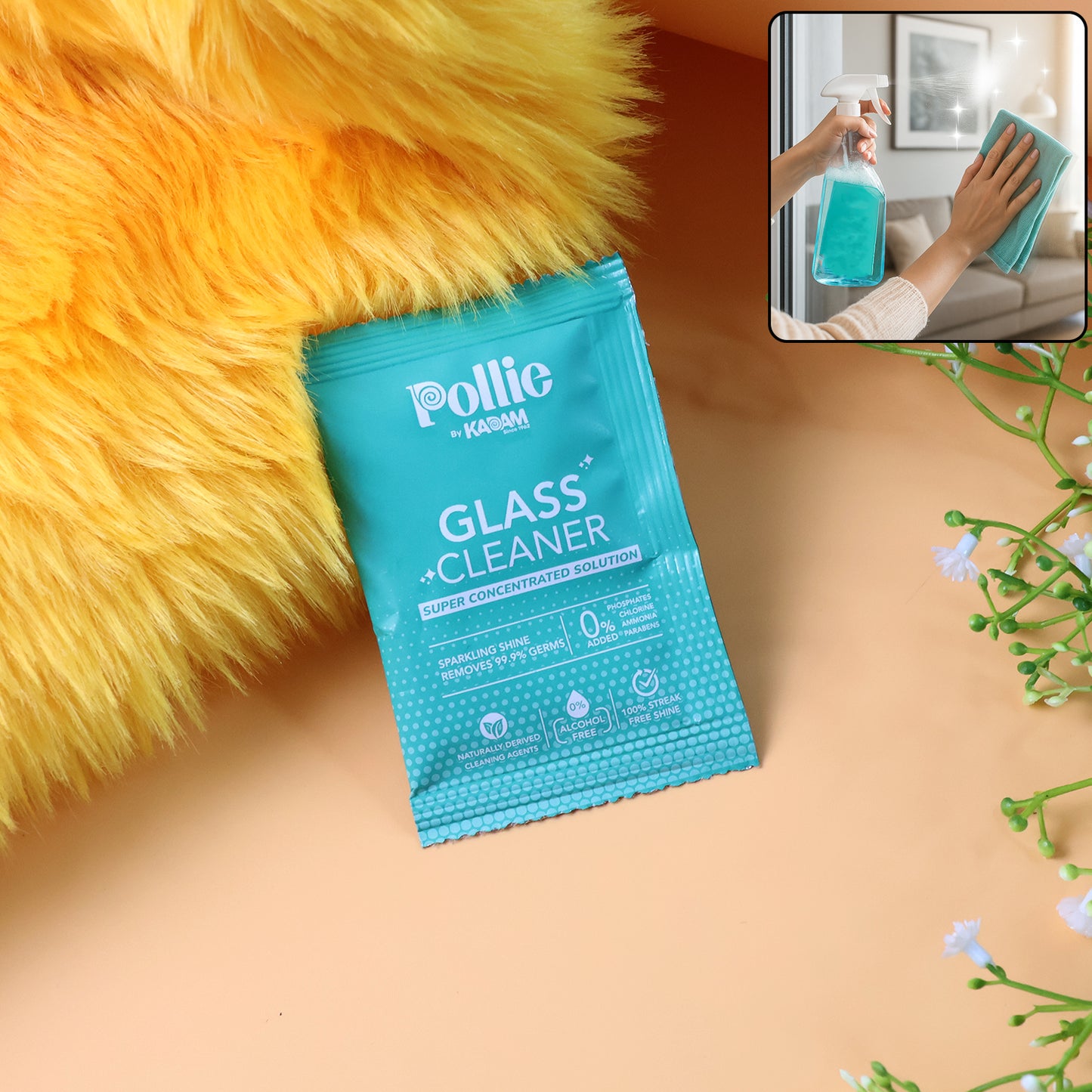 Pollic Kadam Concentrated Glass Mirror Cleaner Sachet (15 Gm)