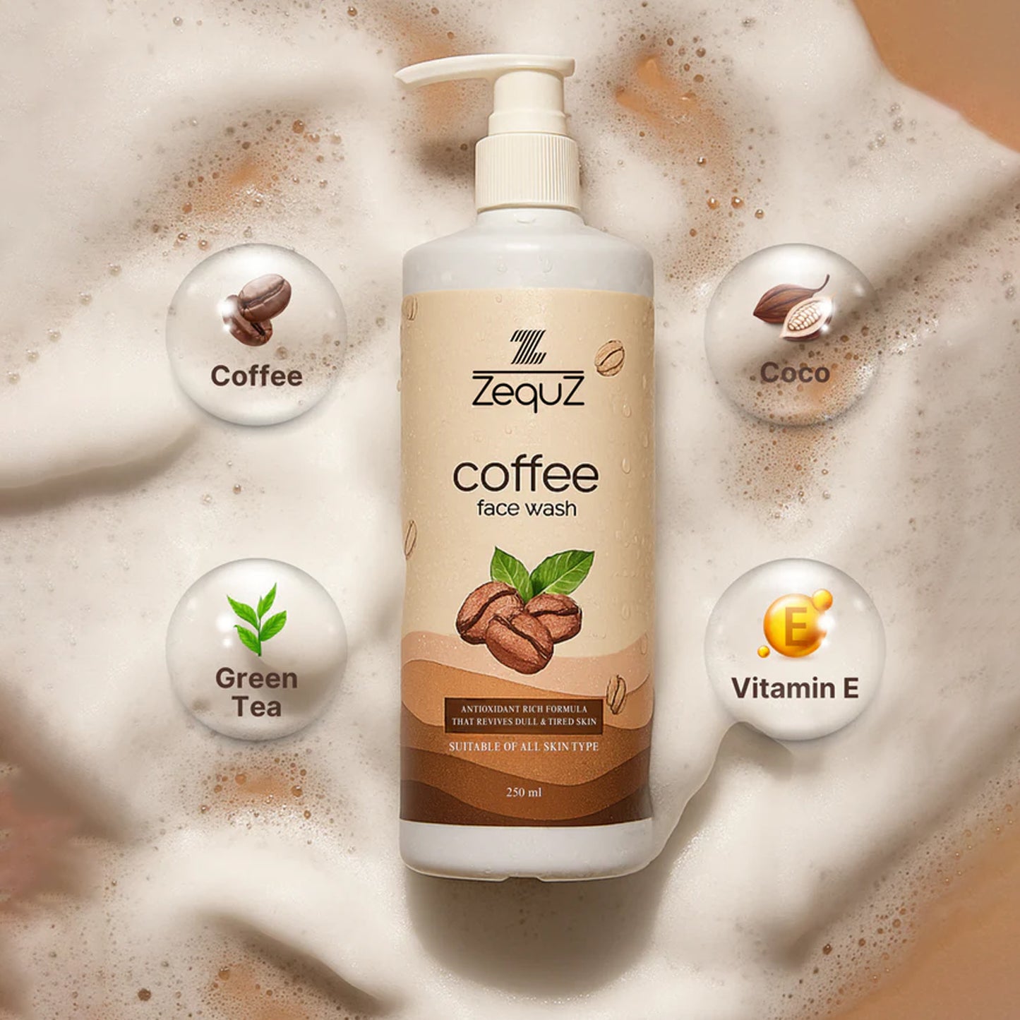 Zequz Coffee Face Wash - (1 Pc 250 Ml)