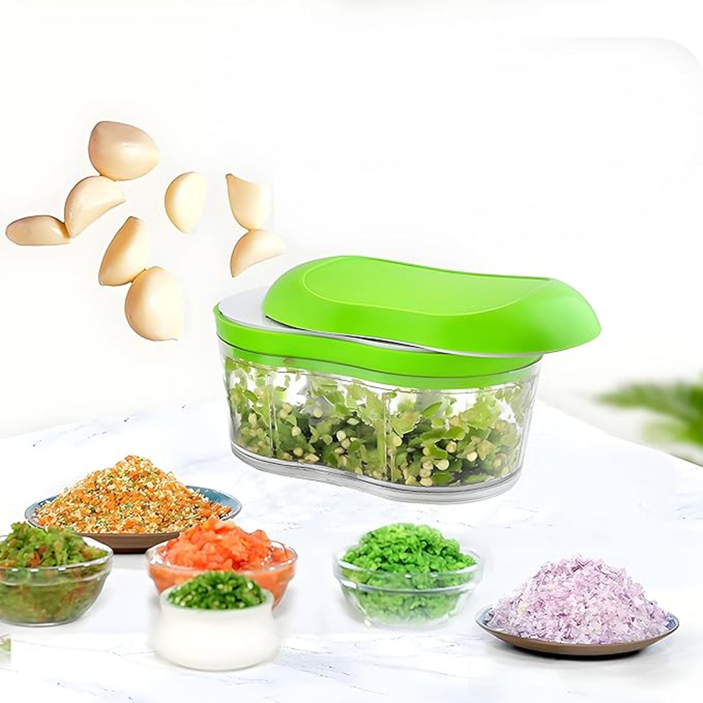 Manual Hand Push Garlic Cutter Vegetable Chopper (1 Pc)