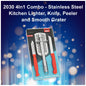 2030 4in1 Combo - Stainless Steel Kitchen Lighter Knife Peeler And Smooth Grater