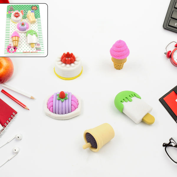 18032 3d Mix Design Fancy  Stylish Colorful Erasers Mini Eraser Creative Cute Novelty Eraser For Children Different Designs Eraser Set For Return Gift Birthday Party School Prize (1 Set)