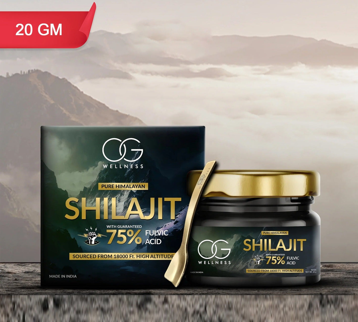 Og Wellness Pure Himalayan Shilajit Resin (20 Gm  1 Pc)