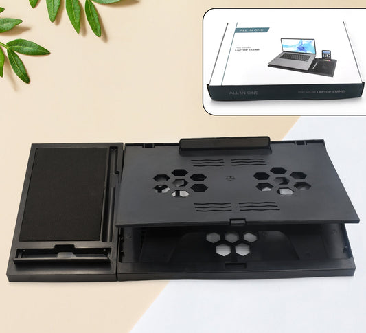 1229 Laptop Stand Suitable Portable Foldable Compatible With Macbook Notebook Tablet Tray Desk Table Book With Free Phone Stand