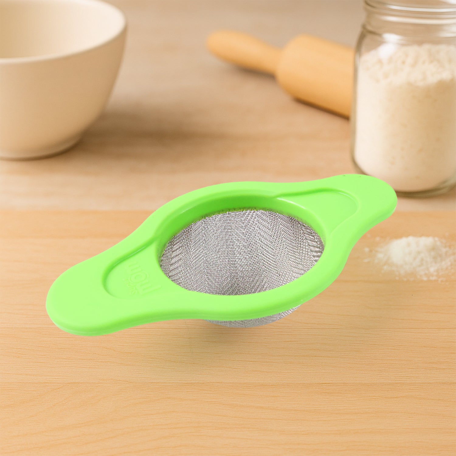 Stainless Steel Mesh Strainer With Dual Handle Plastic Frame (1 Pc)