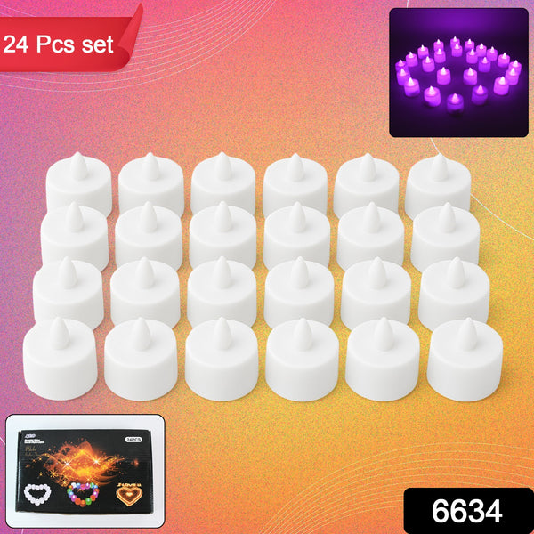 6634  Flameless Led Tealights Smokeless Plastic Decorative Candles - Led Tea Light Candle For Home Decoration (Pack Of 24)