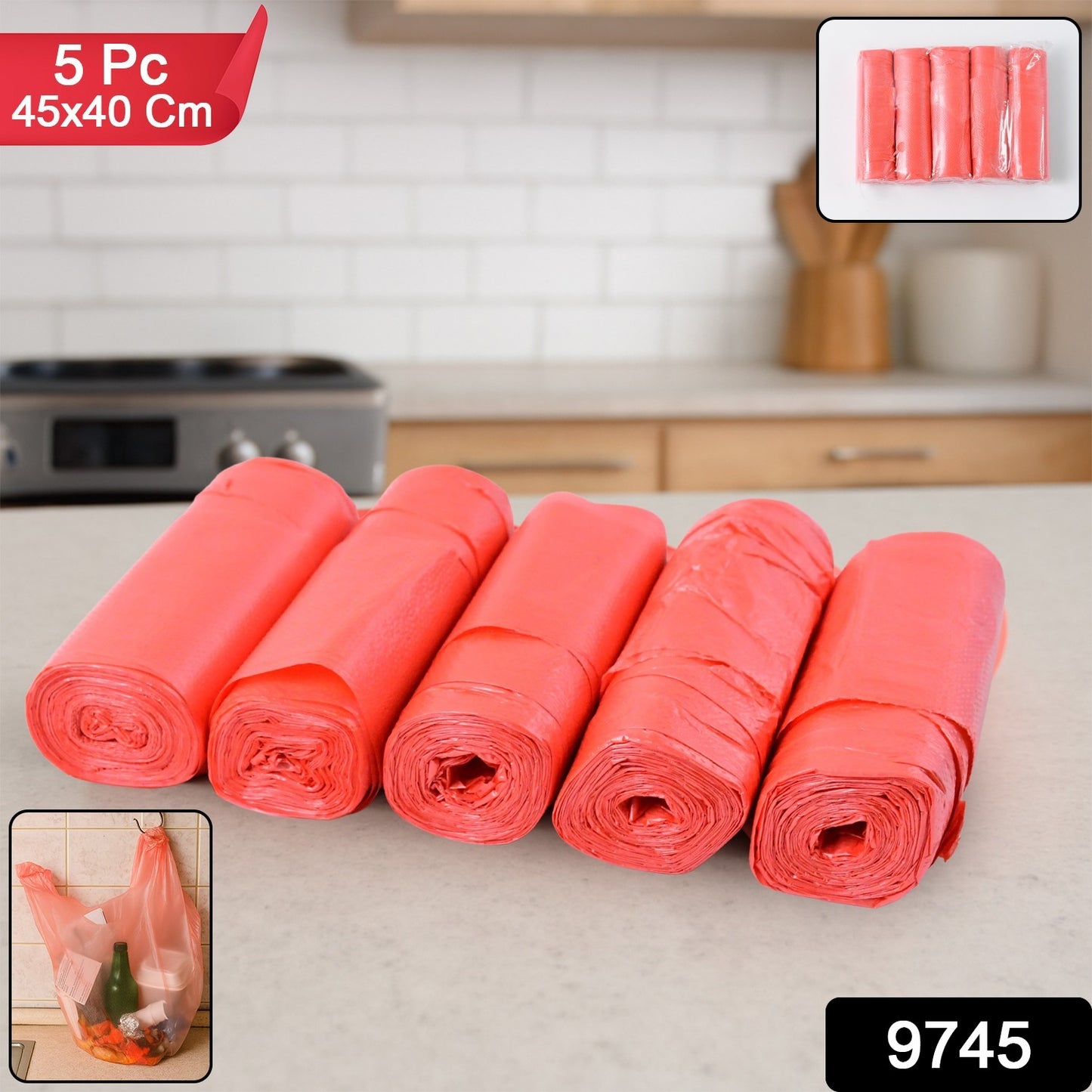 Heavy Duty Garbage Bags 45 X 40 Cm - (5 Pc)