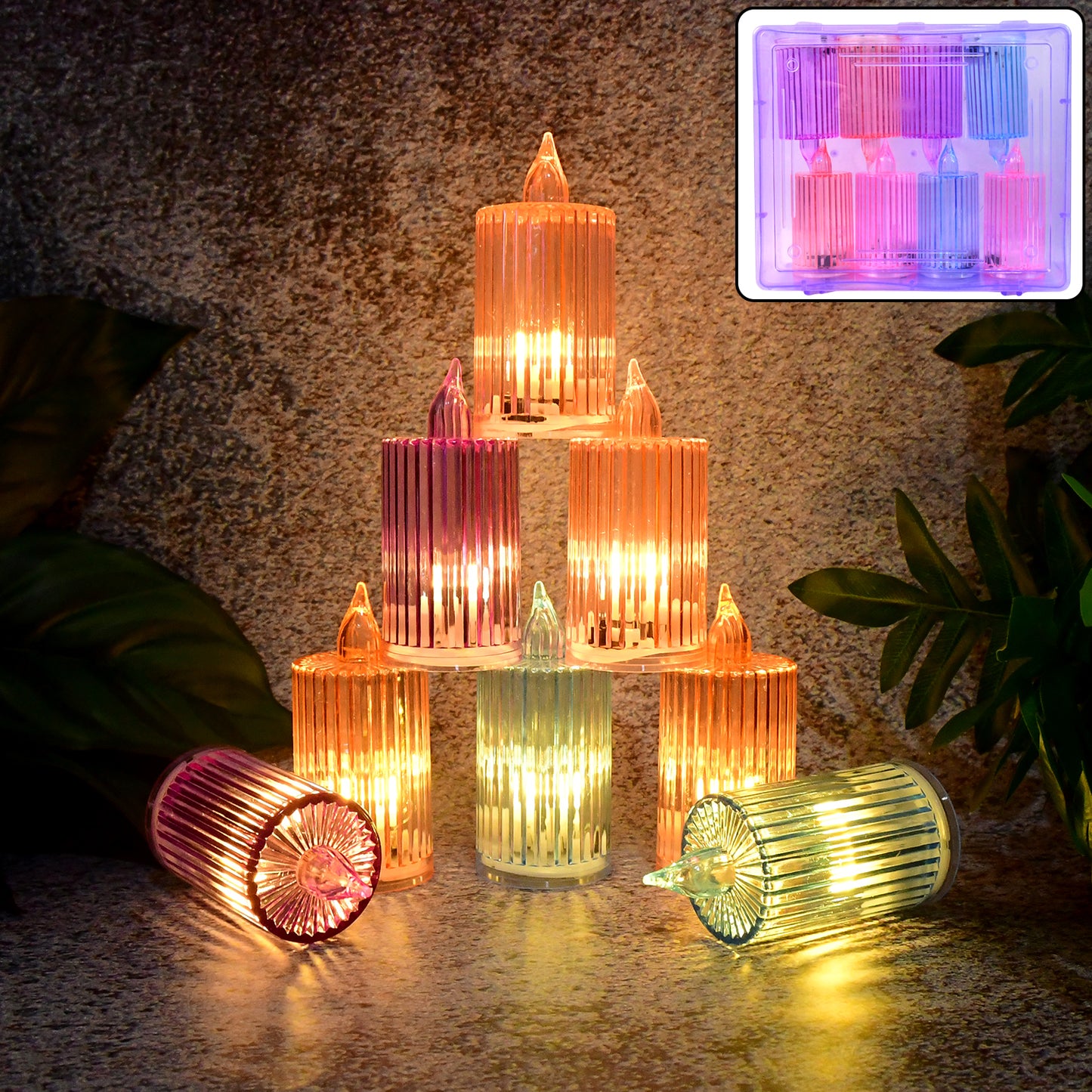Decorative Flameless Electronic Led Candle Light Set (8 Pc)