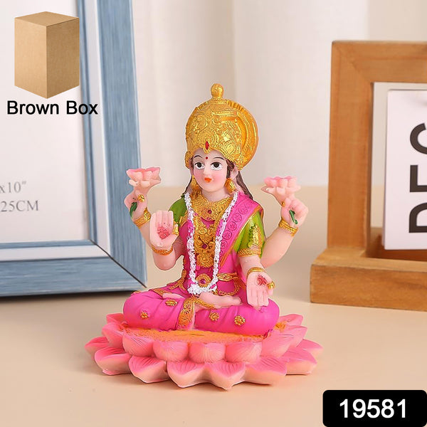 Beautiful Decorative Lakshmi Mata Idol Sitting On Lotus (1 Pc)