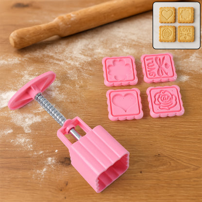 Multipurpose Cookie Biscuit Stamp Mold Set With Press Handle