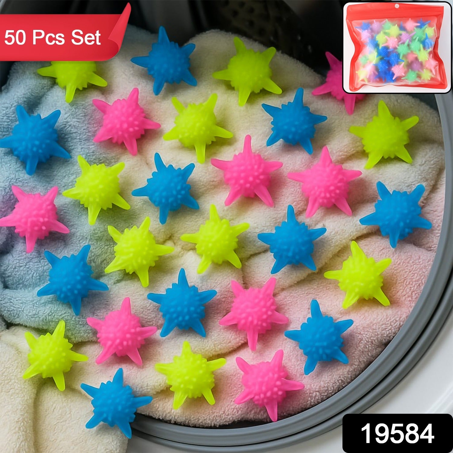 Reusable Laundry Washing Balls (Mix Color  50 Pcs Set)