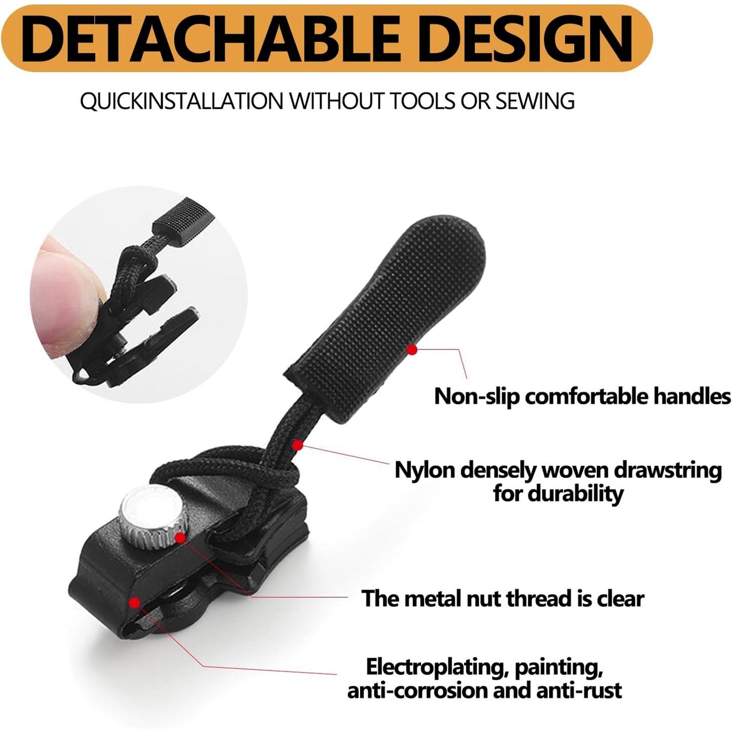 Portable Universal Detachable Zipper Slider (1 Pc  Big)