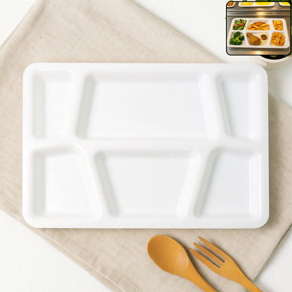 Plastic Multi-compartment Rectangular Meal Serving Tray  Plate (1 Pc  White)