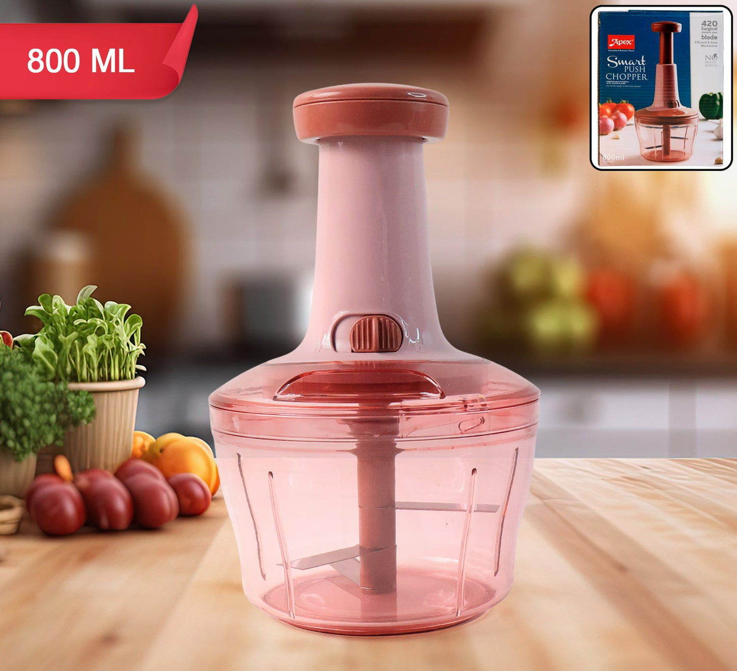Apex Smart Manual Vegetable  Fruit Chopper With 800 Ml Capacity