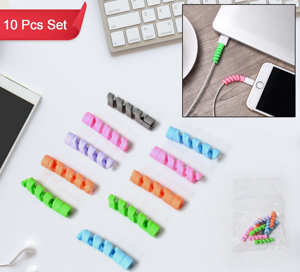 12722 Spiral Charger Cable Protector Data Cable Saver Charging Cords Protective For All Universal Earphone  Cable Cover (Pack Of 10)