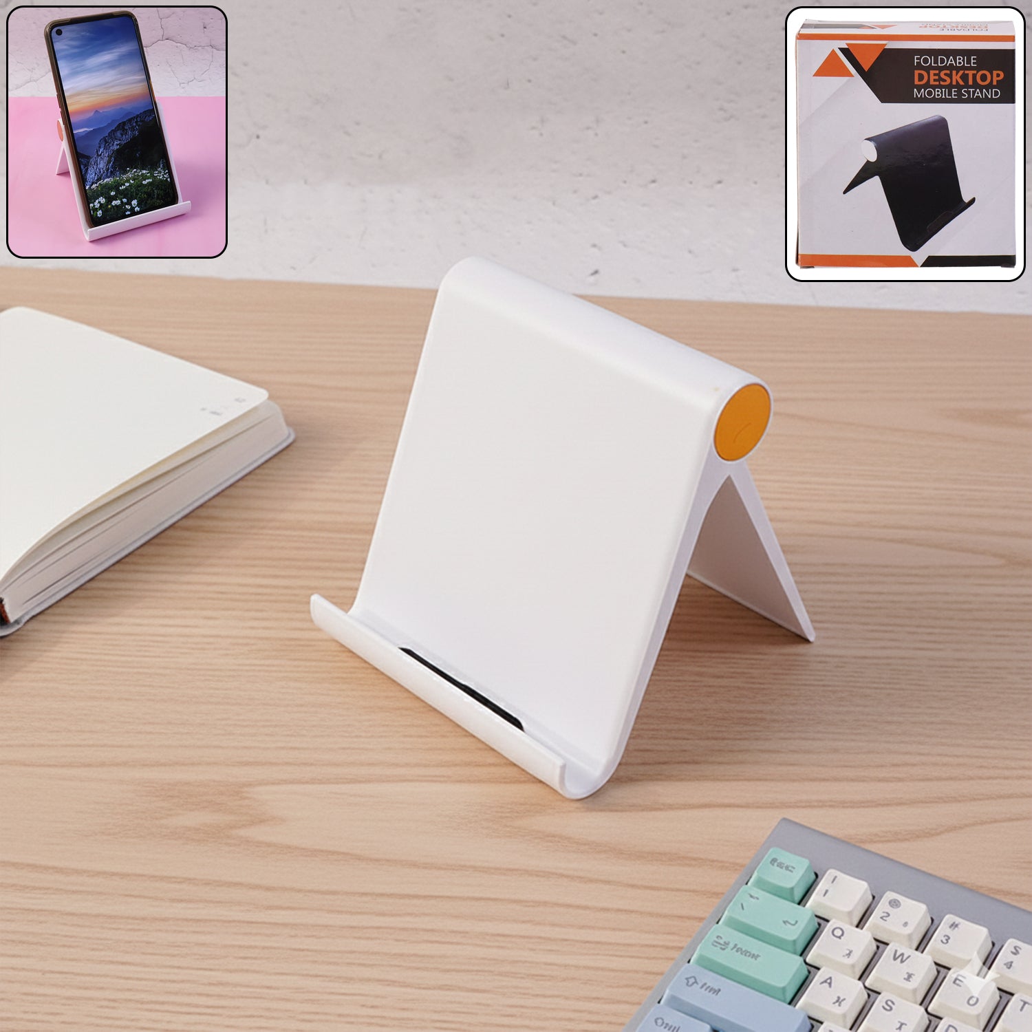 Plastic Foldable Desktop Mobile Stand (1 Pc  White)