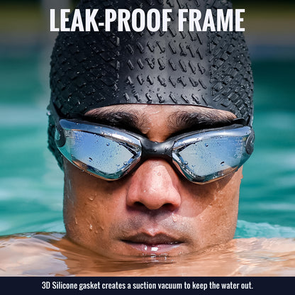 Professional Anti-fog Uv Protection Swimming Goggles With Mirrored Lenses And Earplugs