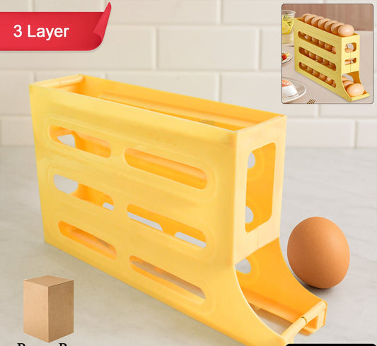 3-layer Rolling Egg Storage Rack Dispenser (1 Pc)
