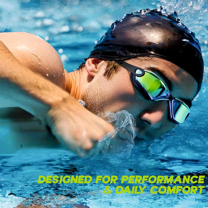 Professional Anti-fog Uv Protection Swimming Goggles With Mirrored Lenses And Earplugs