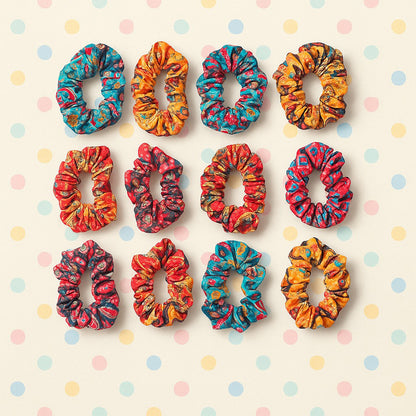 Set Of 12 Stylish Printed Fabric Hairband