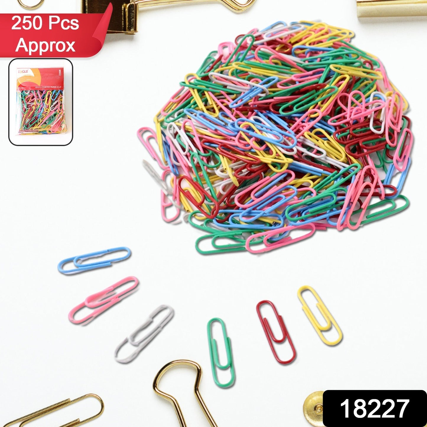 Multicolor-coated Paper Clips Approx (250pc Set)
