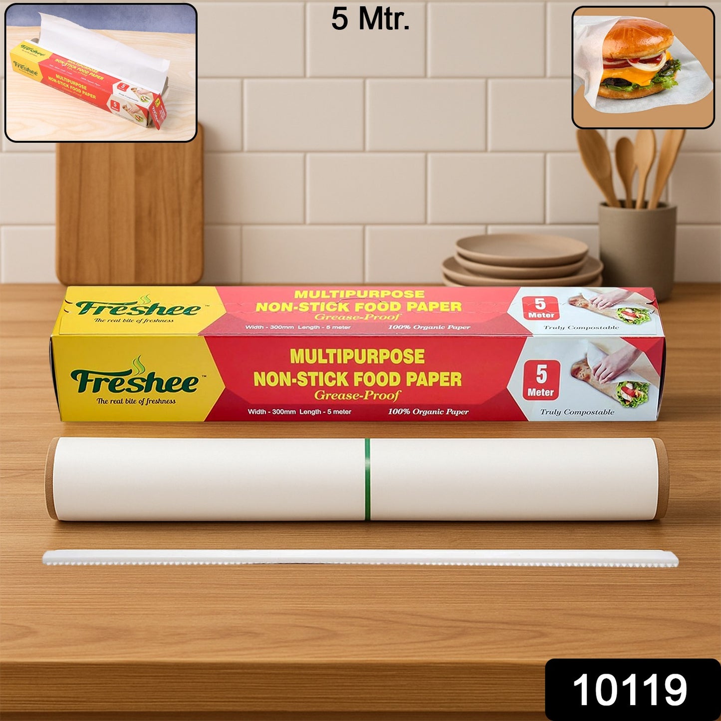 Freshee Multipurpose Grease-proof  Non-stick Food Paper Roll  300 Mm  5 Meter