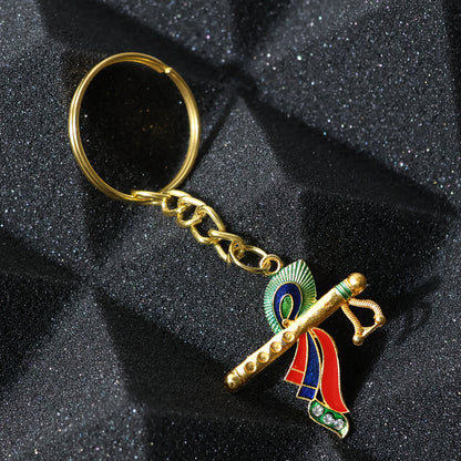 Krishna Flute With Peacock Feather Design Keychain (1 Pc)