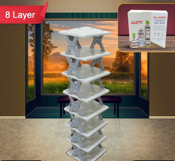 Smart Shoe Rack Shoes Stand Multifunctional Entryway Foldable  Collapsible Door Shoe Rack Free Standing Heavy Duty Plastic Shoe Shelf Storage Organizer Narrow Footwear Home (1 Pc 4 Layer 6 Layer 8 Layer)