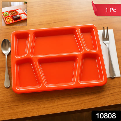 Plastic Multi-compartment Rectangular Meal Serving Tray  Plate (1 Pc  Red)