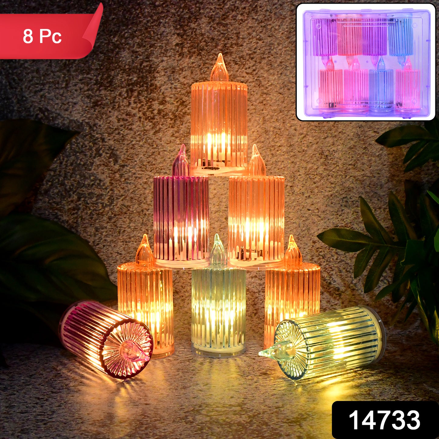 Decorative Flameless Electronic Led Candle Light Set (8 Pc)