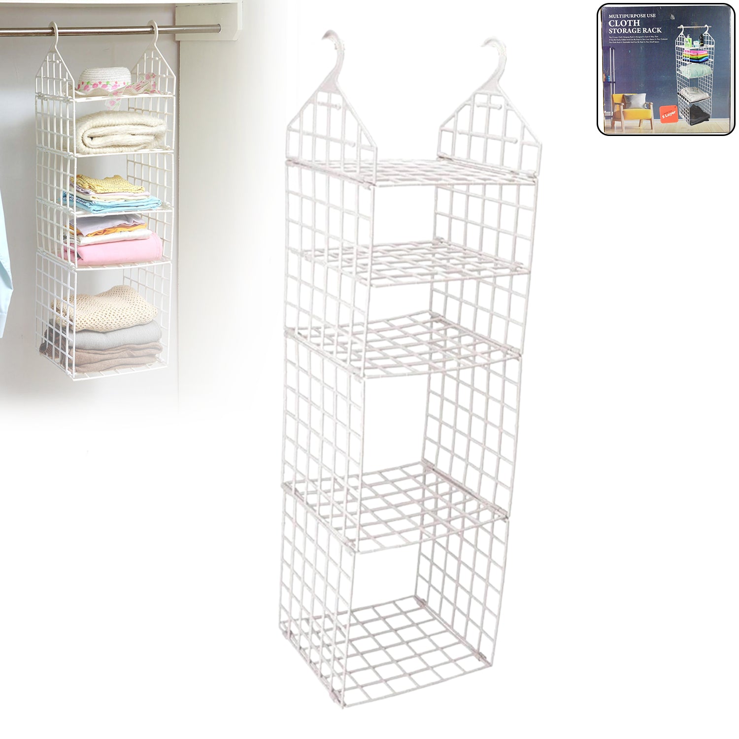 4526 Multipurpose 5 Layer Folding Clothes Storage Rackscloset For Students Wardrobe Shelves Socks Scarf T-shirt Etchanging Organizer Storage Holders  Racks