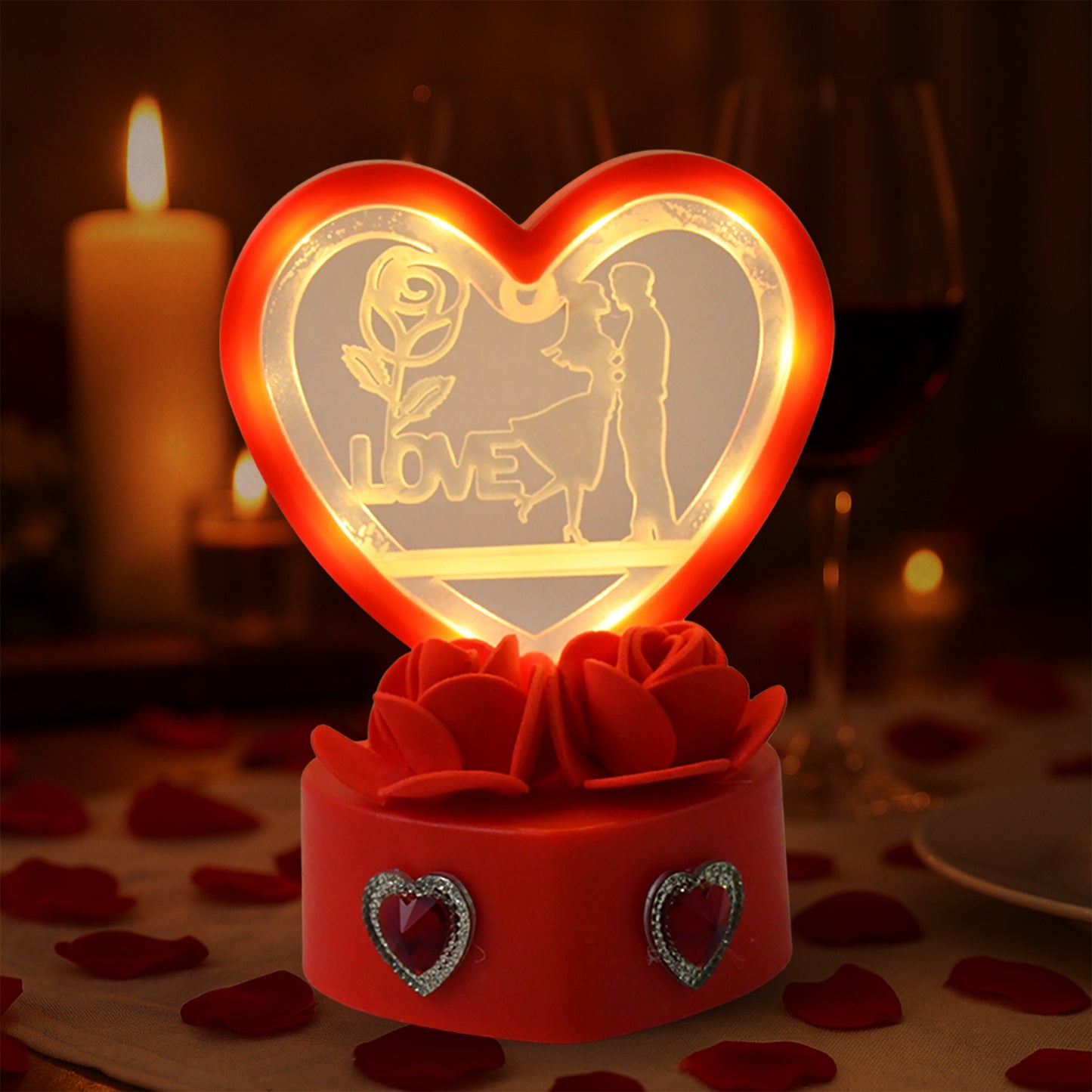 Heart-shaped Love Couple Decorative Showpiece (1 Pc)