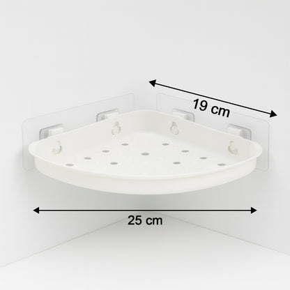 Self-adhesive Corner Bathroom Shelf With Fast-drain Holes (1 Pc)