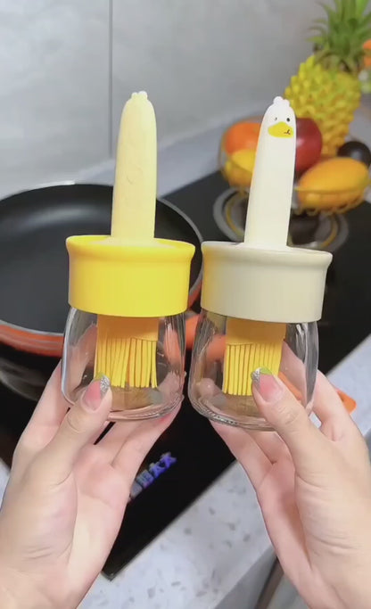 2 In 1 Oil Dispenser Bottle With Silicone Basting Brush (1 Set)