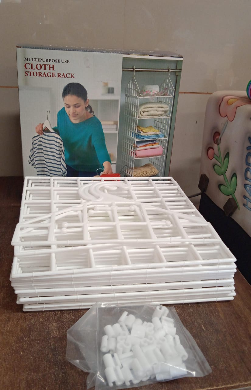 4526 Multipurpose 5 Layer Folding Clothes Storage Rackscloset For Students Wardrobe Shelves Socks Scarf T-shirt Etchanging Organizer Storage Holders  Racks