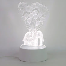 3d Illusion Led Night Lamp With House And Balloons Design